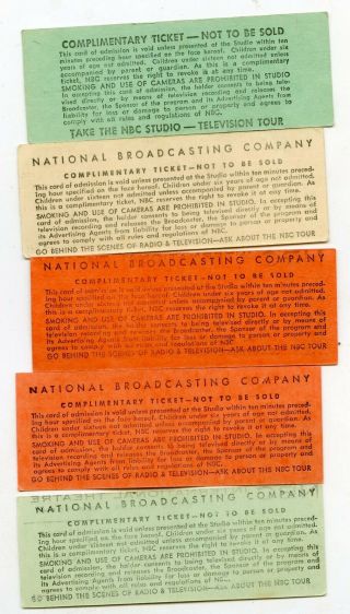 1950s NBC Television show Studio Tickets York City NY (group of 5) 2