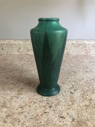 Vintage Peters & Reed Shadoware Matte Green Pottery Vase 8”