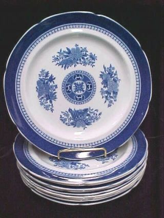 (set Of 10) Vintage Blue Spode Fitzhugh Stoneware 10.  2 " Dinner Plates Excellnt