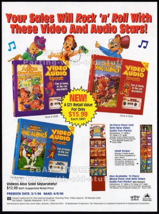Alvin And The Chipmunks: Sing - Alongs_original 1994 Trade Print Ad / Video Promo