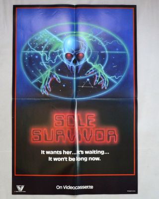 Vtg 80s Sole Survivor Slasher Horror Movie Retro Cult Classic Poster In Store Ad