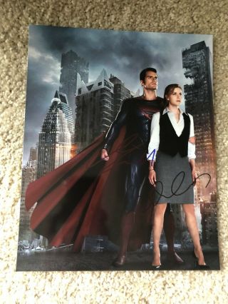 Man Of Steel Henry Cavill Amy Adams Hand Signed Superman Lois Lane