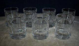 Fine Set Of 7 Ralph Lauren Glen Plaid Crystal Old Fashioned Glasses - Tumblers