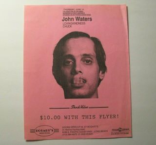 Rare John Waters Event Handbill Flyer - Pink Flamingos - Divine