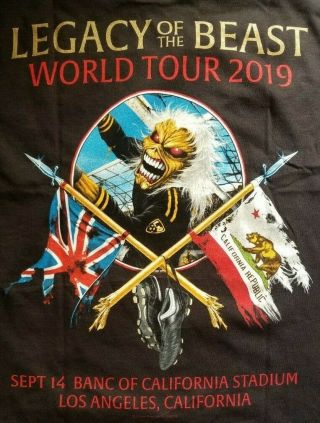 Iron Maiden Los Angeles Shirt Legacy Of Beast LA OFFICIAL Event 2019 RARE OOP 2