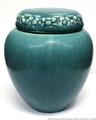 Vintage Rookwood Pottery Arts Crafts 1321e Blue Matte Rose Mustard Spice Jar