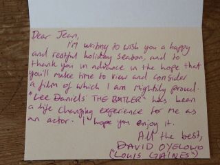 David Oyelowo The Butler Hand Signed Letter Card Thank You Autograph Fyc 5
