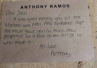 Anthony Ramos Monsters And Menhand Signed Letter Thank You Autograph 22