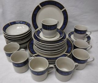 Gibson Designs China Royal Duchess Blue Pattern 40 - Piece Set Service For 8