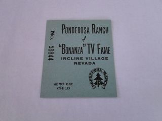 1982 Ponderosa Ranch Bonanza Incline Village Nevada Ticket Stub Child