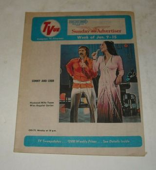1972 Boston Sunday Advertiser Tv Week Newspaper Supplement Sonny & Cher Cover