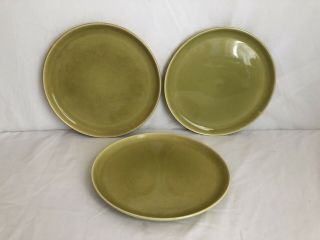 Vintage Russel Wright By Steubenville 3 Pc Set Of Dinner Plates - Green 10”