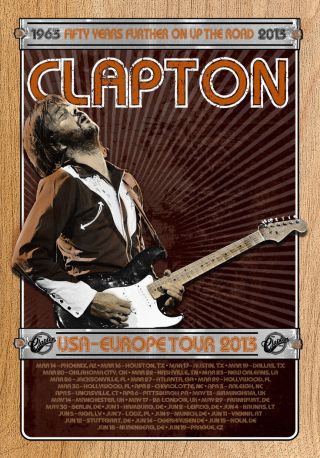 Eric Clapton 2013 Tour Poster Brown Limited Edtion Screen Print By Ron Donovan