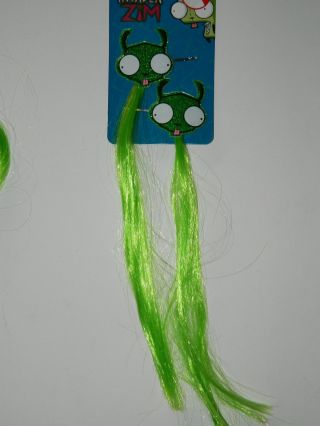Nwt Invader Zim Nickelodeon Gir Green Hair Clips Extensions Hot Topic