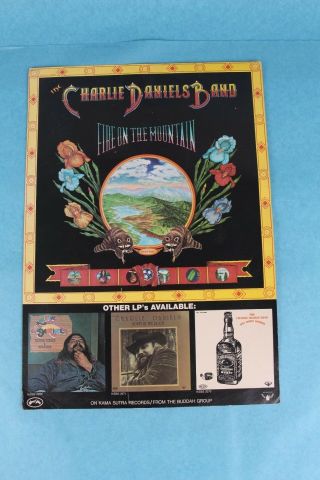 1974 Charlie Daniels Band " Fire On The Mt " Kama Sutra Store Promo Display Poster
