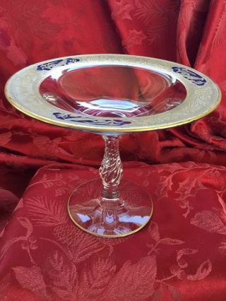Near Flawless Stunning Tiffin Pheasant Bird Crystal Footed Bowl Compote Dish