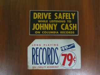 Vintage Johnny Cash Sticker ,  Metal Records Store Sign