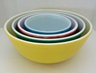 Vintage Pyrex Primary Colors 4 Piece Mixing Bowl Set Nos.  401 402 403 404