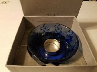 Lalique Crystal Candle Holder Blue with Cherubs 6