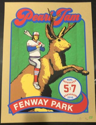 Pearl Jam Concert Poster - Signed/ ’d Variant 55/60 - 8.  5.  16 Fenway Park - Boston