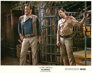 El Dorado Us Lobby Card John Wayne Robert Mitchum By Jail Cell 1966