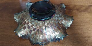 Antique Northwood Purple Carnival Glass NIPPON Ruffled Bowl Gorgeous Color 6