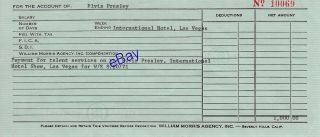 Elvis Presley Bill Porter Personal Owned Pay Stub 1971 International Hotel Lv