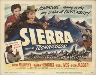 Sierra 1950 11x14 Orig Lobby Card Fff - 32245 Audie Murphy Western
