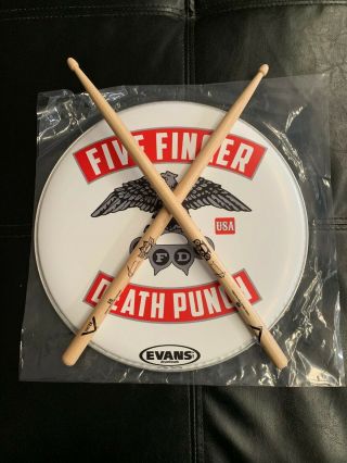 Five Finger Death Punch Tour Ffdp 5fdp Drum Head And Drum Sticks Jeremy Spencer