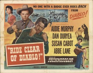 Ride Clear Of Diablo 1954 22x28 Orig Movie Poster Fff - 27059 Audie Murphy Western