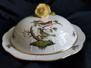 Herend Rothschild Bird Pattern Muffin Dish And Lid - Exquisite 3/11