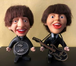 Vintage 1964 Beatles Doll Figures Paul With Guitar & Ringo With Drum.