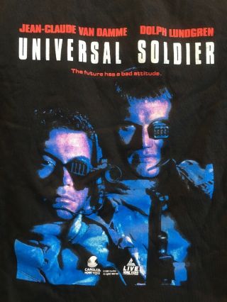 Universal Soldier (1992) - Rare Vintage Movie T - Shirt Van Damme Lundgren