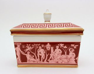 Mottahedeh Cermaic Box Greek Roman Gods Frieze Of Nudes,  Pink Red White Gold