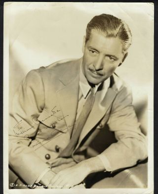 Late 1930s Columbia Portrait Photo Signed Inscribed By Ronald Colman