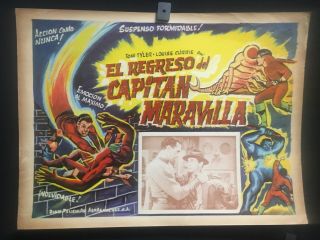 1941 Adventures Of Captain Marvel Tom Tyler Sci - Fi Mexican Lobby Card - A268