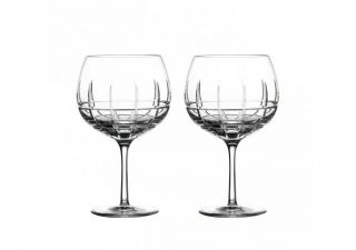Pair Waterford Gin Journeys Cluin Crystal Balloon Gin / Wine Glass Goblets - Nwb