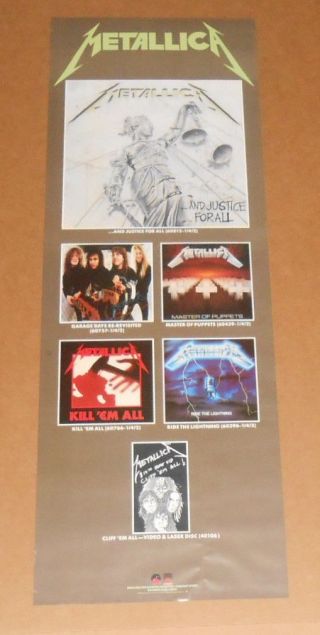 Metallica …and Justice For All Poster 1988 Promo 12x35 Rare