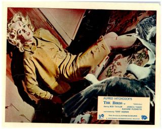 The Birds Lobby Card Tippi Hedron Bloody Attacked Alfred Hitchcock 1963