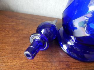 Vintage Italian Empoli Blue Rippled Glass Genie Bottle - 65cm Tall 6