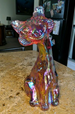 Fenton Winking Alley Cat Pink Multi - Color Iridescent Glass Collectible.  Stunning