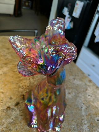 Fenton Winking Alley Cat Pink Multi - Color Iridescent Glass Collectible.  Stunning 8
