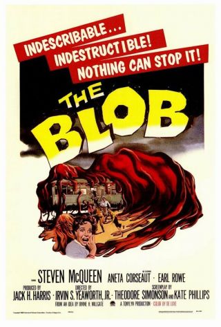 The Blob (1958) Style - A Vintage Steve Mcqueen Aneta Corsaut Movie Poster 27x40
