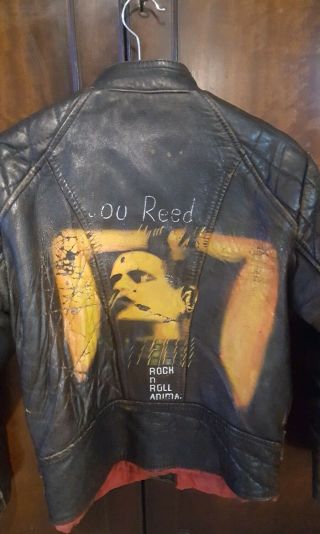 Lou Reed Vintage Leather Motorcycle Jacket,  Hand - Painted/one Of A Kind/unisex - Sm