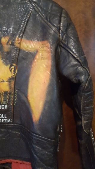 Lou Reed Vintage Leather Motorcycle Jacket,  hand - painted/one of a kind/unisex - sm 4