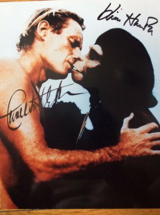 Charlton Heston Kim Hunter 8 - 10 Signed Photo Planet Of The Apes