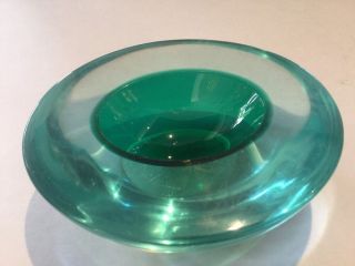 Vintage Mid - Century Modern Murano Italian Green Art Glass Sommerso Bowl Dish