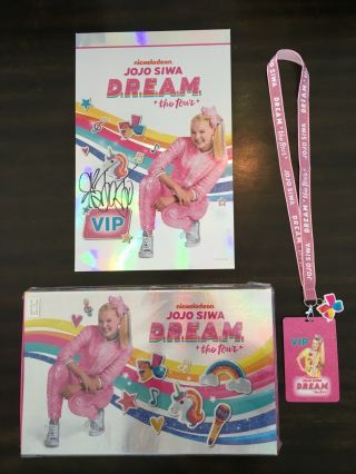 Jo Jo Siwa D.  R.  E.  A.  M.  Autographed Poster,  Vip Lanyard,  And Bag