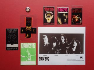 Danzig,  B/w Promo Photo,  6 Backstage Passes,  Steel Pin,  Rare Originals,  Old Tours
