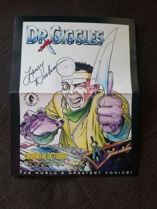 Larry Drake Autographed Dr.  Giggles Dark Horse Comics Promo Mini Poster